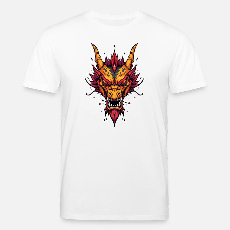 Flammender asiatischer Drache - Stanley/Stella Unisex Bio-T-Shirt CREATOR  - Weiß