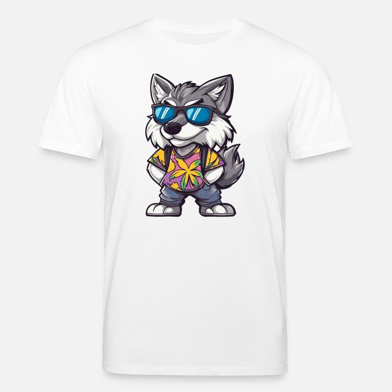 Wolf Comic Vacation - Stanley/Stella CREATOR Unisex Organic T-Shirt - white