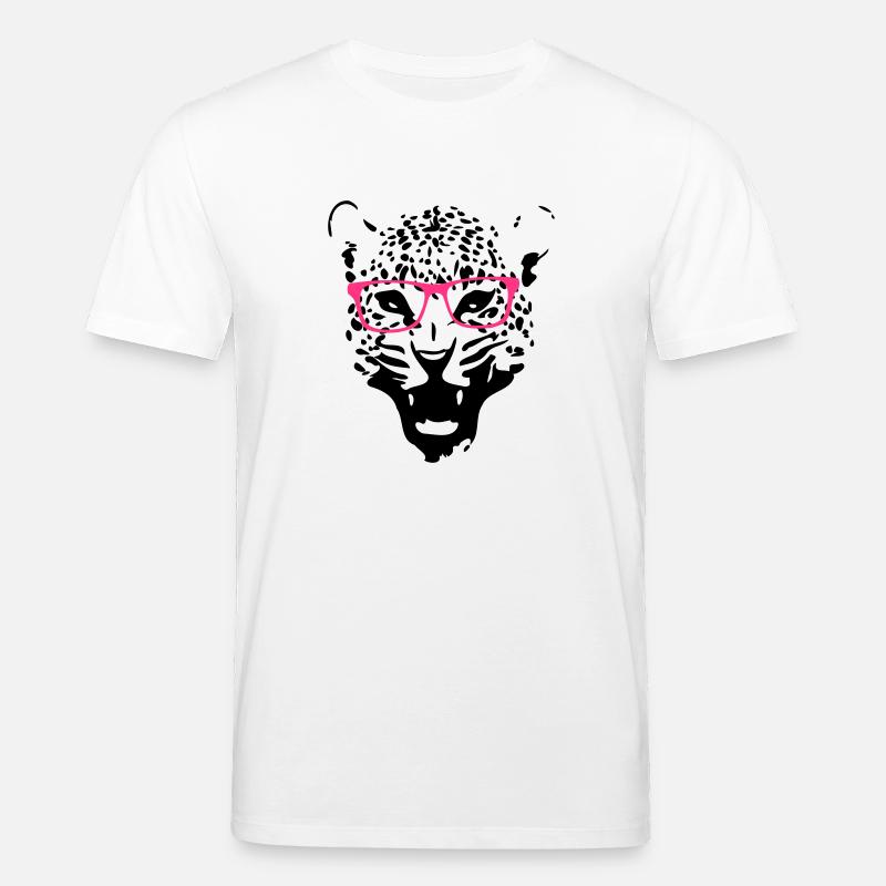 Leopard Nerd Brille 2c - Stanley/Stella Unisex Bio-T-Shirt CREATOR  - Weiß