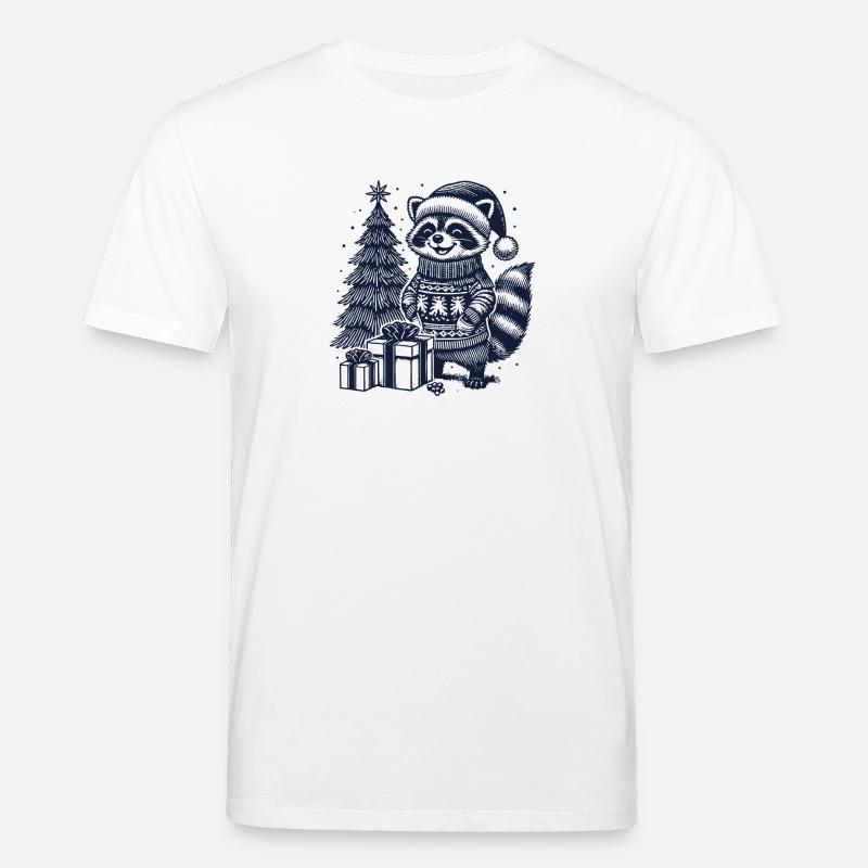 Fröhlicher Waschbär Weihnachten Pullover - Stanley/Stella Unisex Bio-T-Shirt CREATOR - Weiß