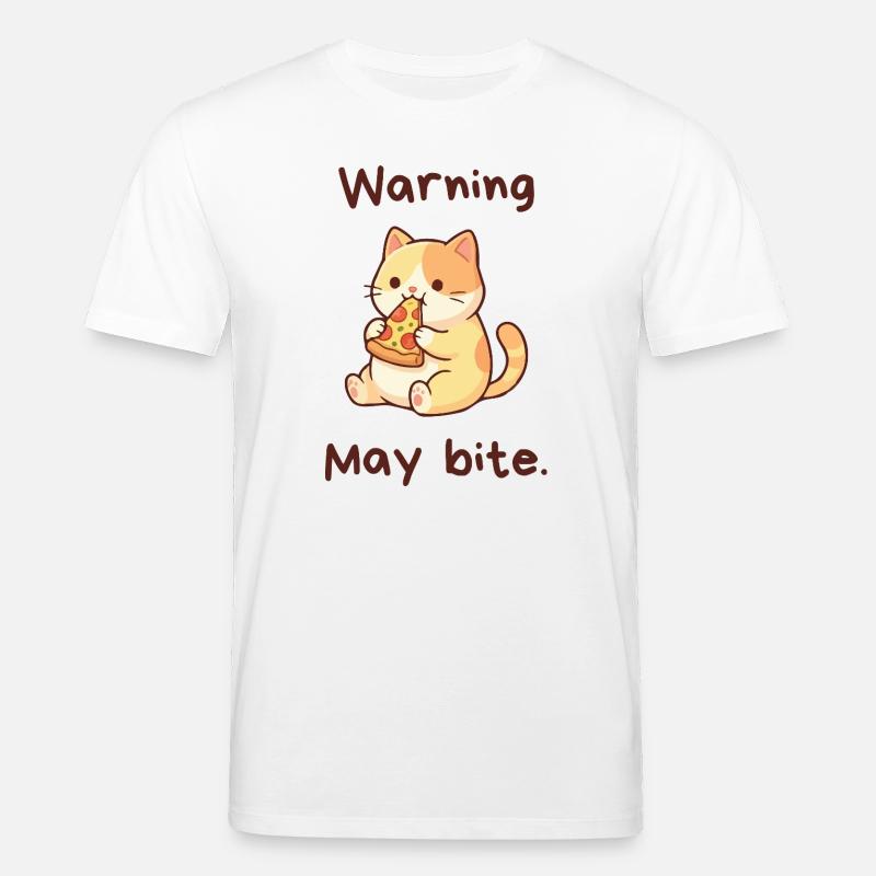 Warning May Bite - Kawaii Pizza Cat - Stanley/Stella Unisex Bio-T-Shirt CREATOR  - Weiß