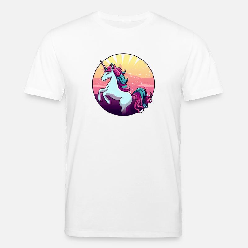 Einhorn springt Sunset - Stanley/Stella Unisex Bio-T-Shirt CREATOR  - Weiß