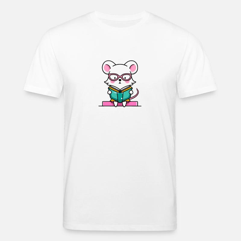 Leseratte Maus im Buch - Stanley/Stella Unisex Bio-T-Shirt CREATOR  - Weiß