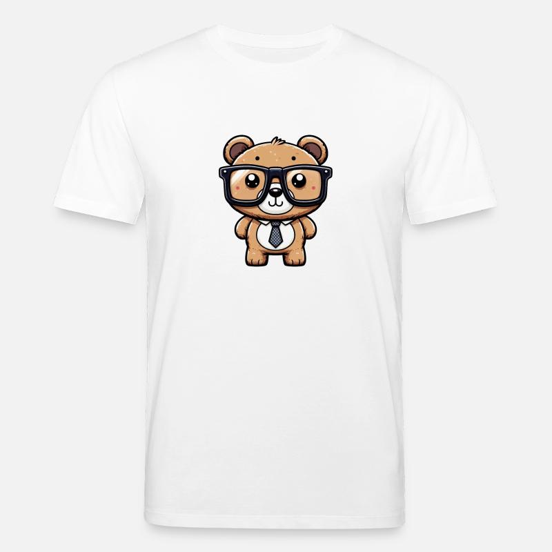 Nerdiger Bär mit Brille - Stanley/Stella Unisex Bio-T-Shirt CREATOR  - Weiß