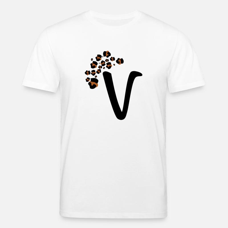 Letter v leopard patterns - Stanley/Stella CREATOR Unisex Organic T-Shirt - white