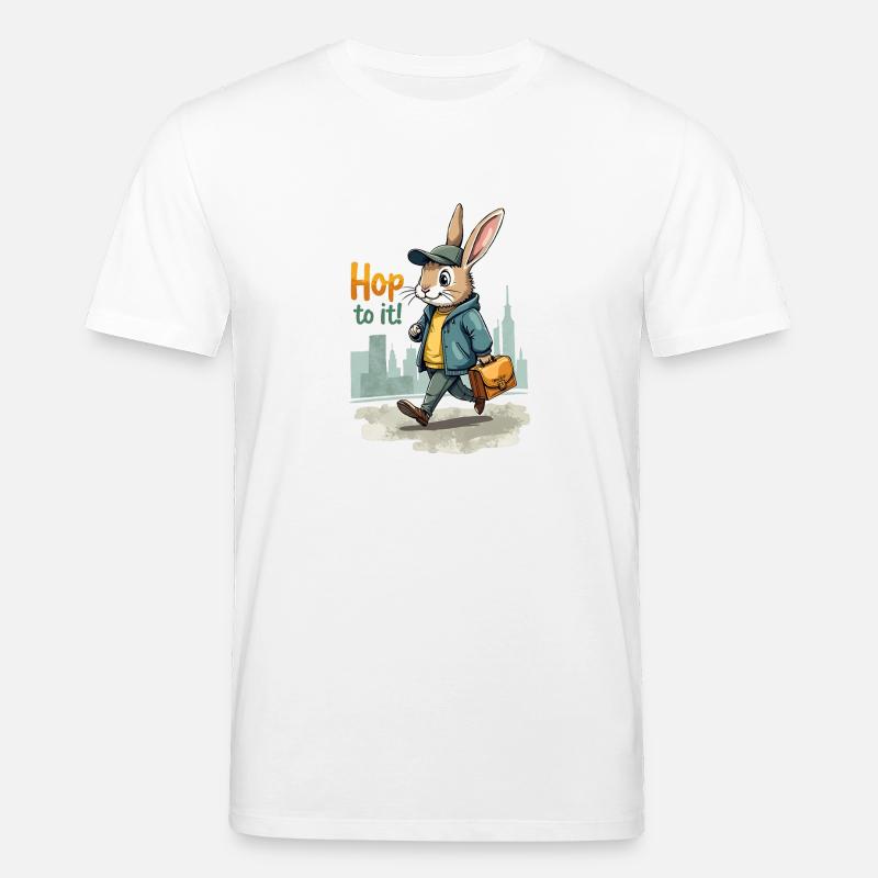 Art élégant du lapin marchant - T-shirt bio CREATOR Stanley/Stella Unisexe - blanc