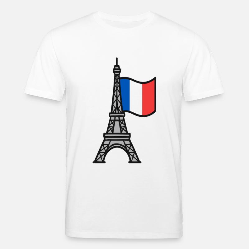 Tour Eiffel avec drapeau français - T-shirt bio CREATOR Stanley/Stella Unisexe - blanc
