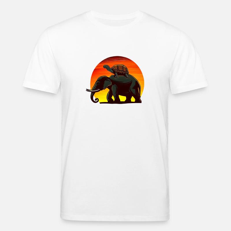 Elephant Turtle Sunset Design - T-shirt bio CREATOR Stanley/Stella Unisexe - blanc