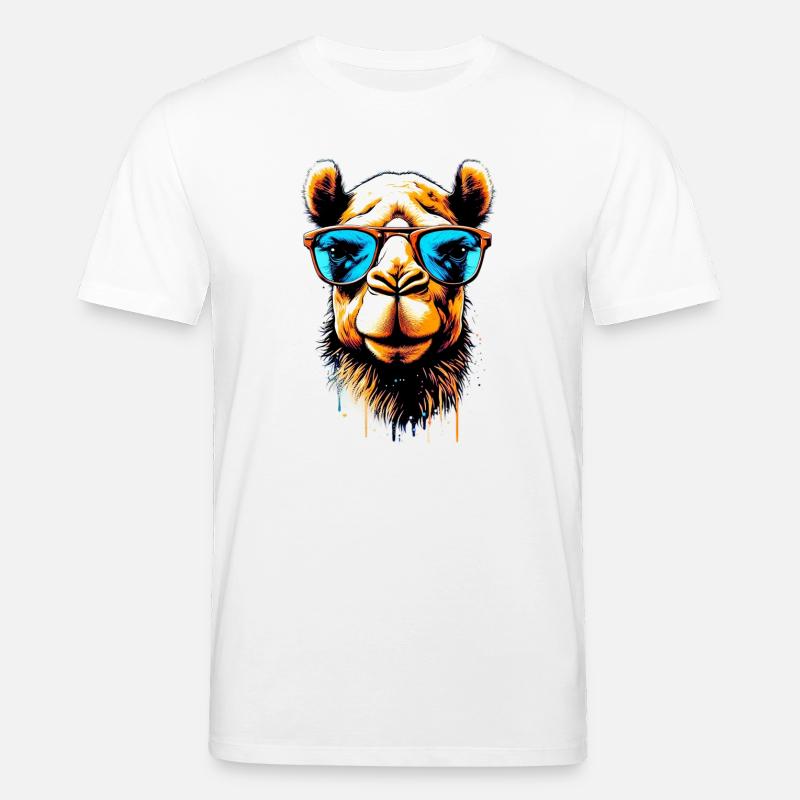 Camel avec lunettes de soleil - T-shirt bio CREATOR Stanley/Stella Unisexe - blanc