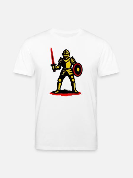 Yellow Knight with Red Sword - Stanley/Stella CREATOR Unisex Organic T-Shirt - white