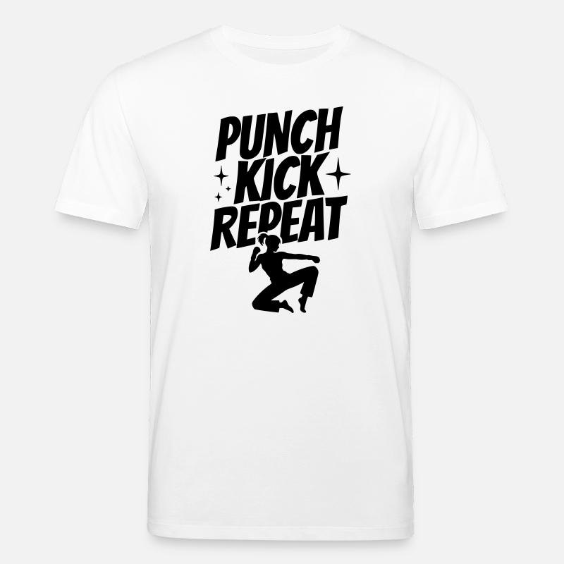 Kickboxerin Silhouette - Punch, Kick, Repeat - Stanley/Stella Unisex Bio-T-Shirt CREATOR  - Weiß