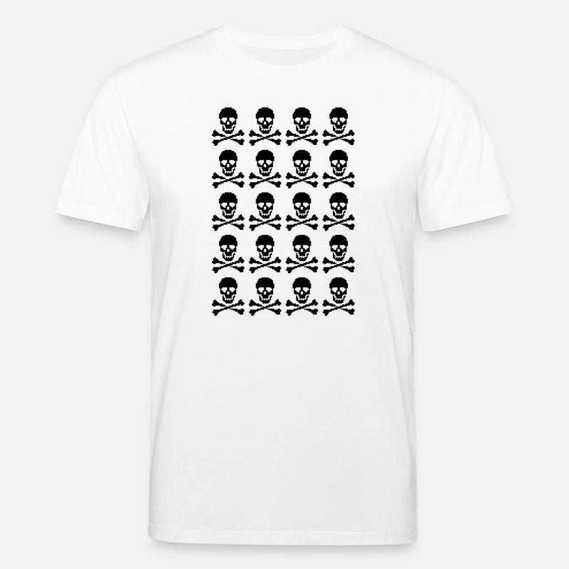 pixelated skulls pattern - Stanley/Stella CREATOR Unisex Organic T-Shirt - white