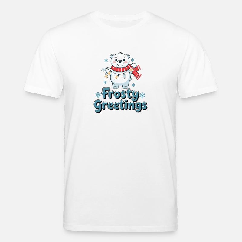 Frostige Grüße – Eisbär mit Lichterkette - Stanley/Stella Unisex Bio-T-Shirt CREATOR  - Weiß