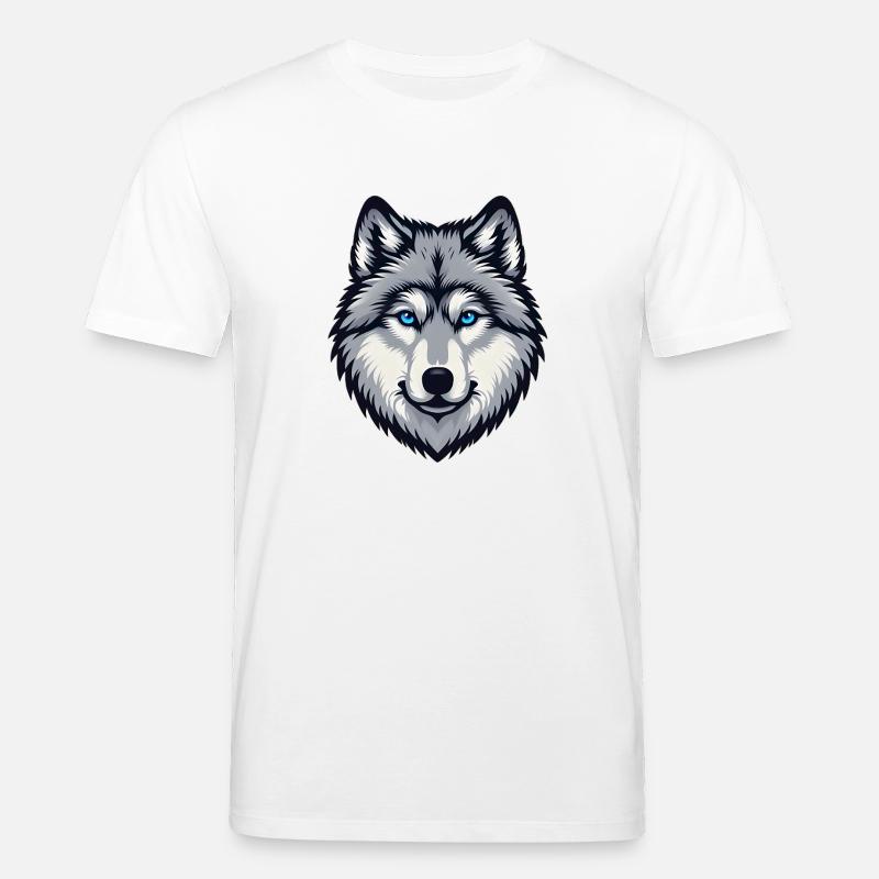 Blau äugiger Wolf Kopf - Stanley/Stella Unisex Bio-T-Shirt CREATOR  - Weiß