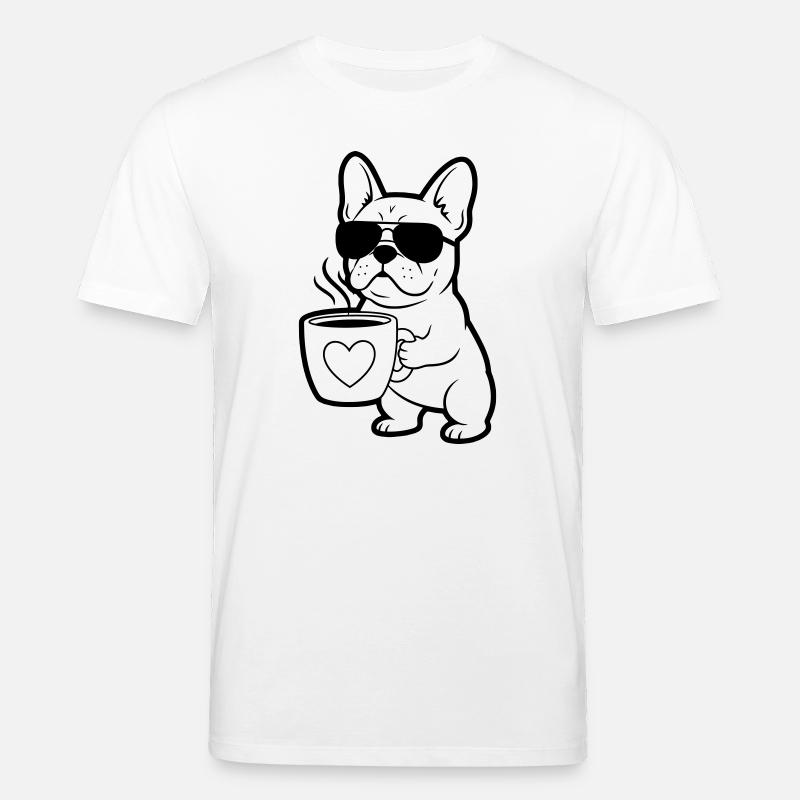 Frenchie Hund Kaffee Outline - Stanley/Stella Unisex Bio-T-Shirt CREATOR  - Weiß