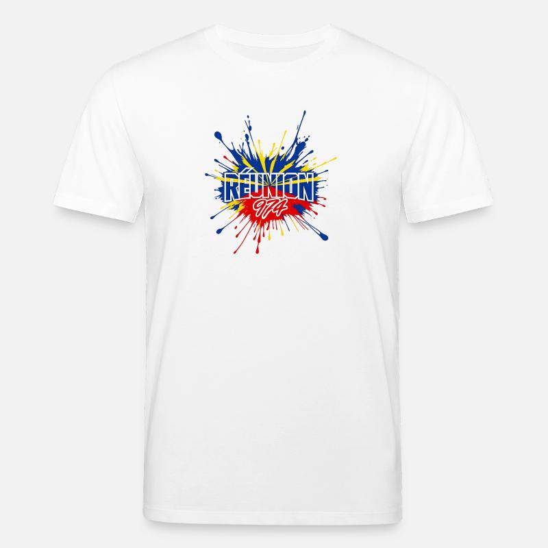 Splash Drapeau Réunion 974 - T-shirt bio CREATOR Stanley/Stella Unisexe - blanc