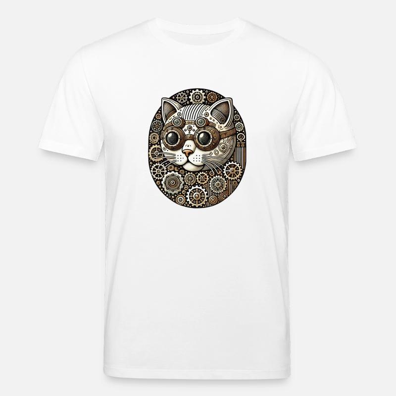 Steampunk Kätzchen Katze - Stanley/Stella Unisex Bio-T-Shirt CREATOR  - Weiß