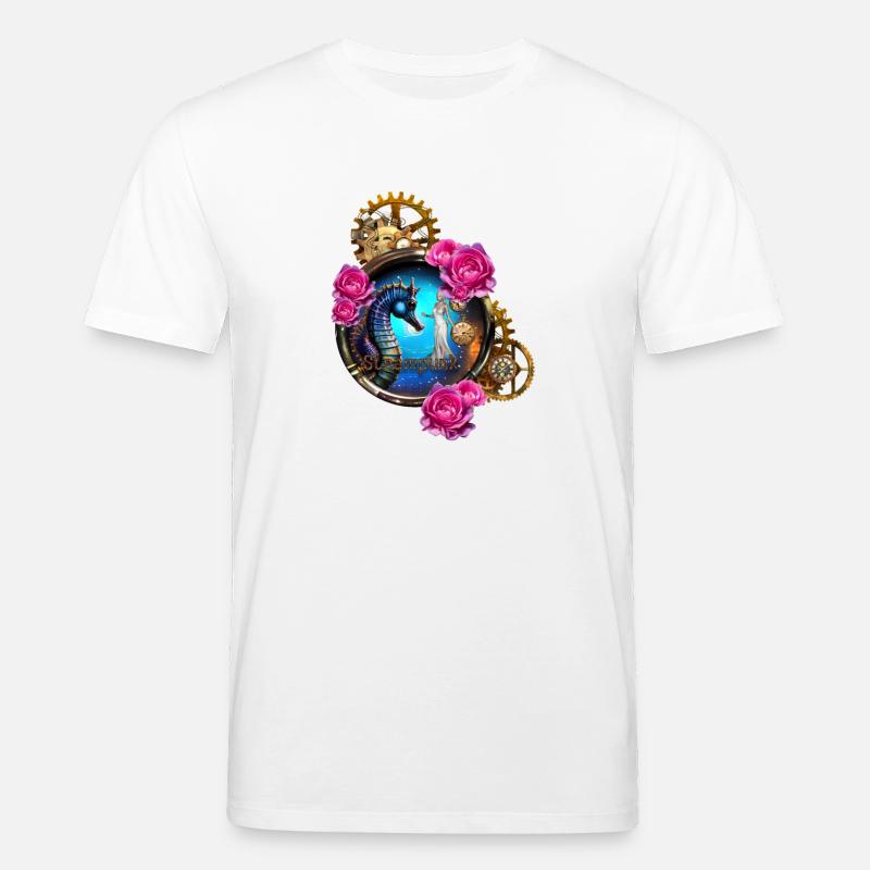 Schönes Steampunk-Design mit Seepferdchen - Stanley/Stella Unisex Bio-T-Shirt CREATOR  - Weiß