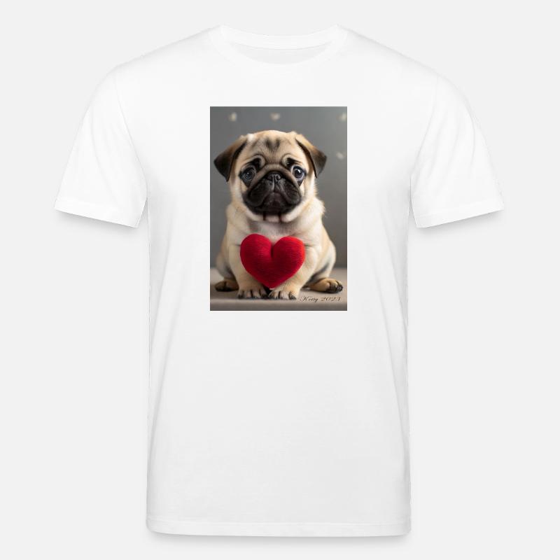 Niedlicher Welpe mit Herz - Stanley/Stella Unisex Bio-T-Shirt CREATOR  - Weiß