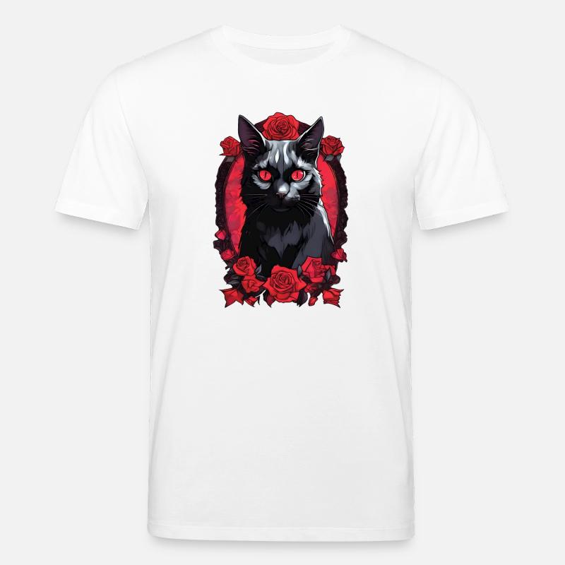 Gothic Schwarze Katze Porträt - Stanley/Stella Unisex Bio-T-Shirt CREATOR  - Weiß