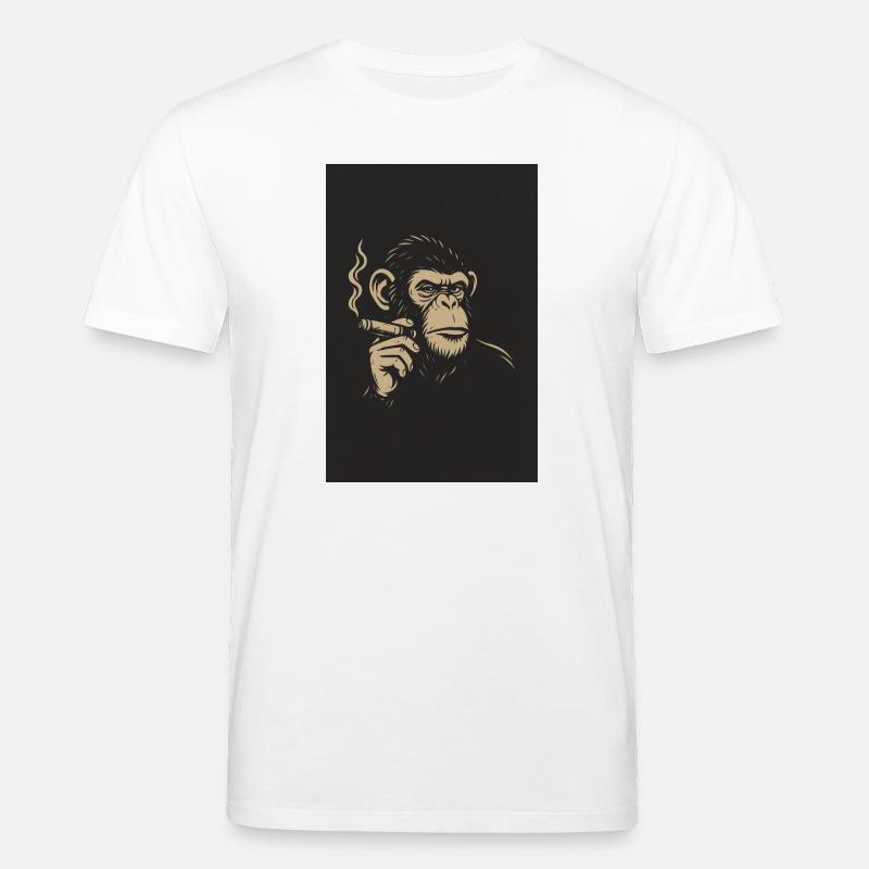 Singe avec des cigares Impression d’art - T-shirt bio CREATOR Stanley/Stella Unisexe - blanc