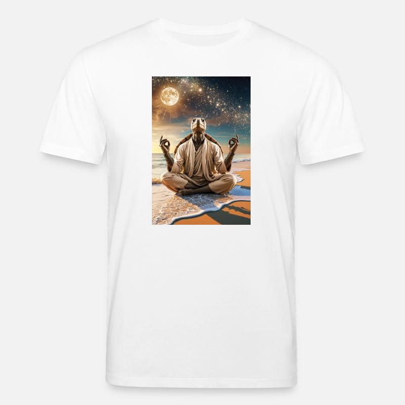 Humanoid Turtle Meditating Under the Moon - Stanley/Stella CREATOR Unisex Organic T-Shirt - white