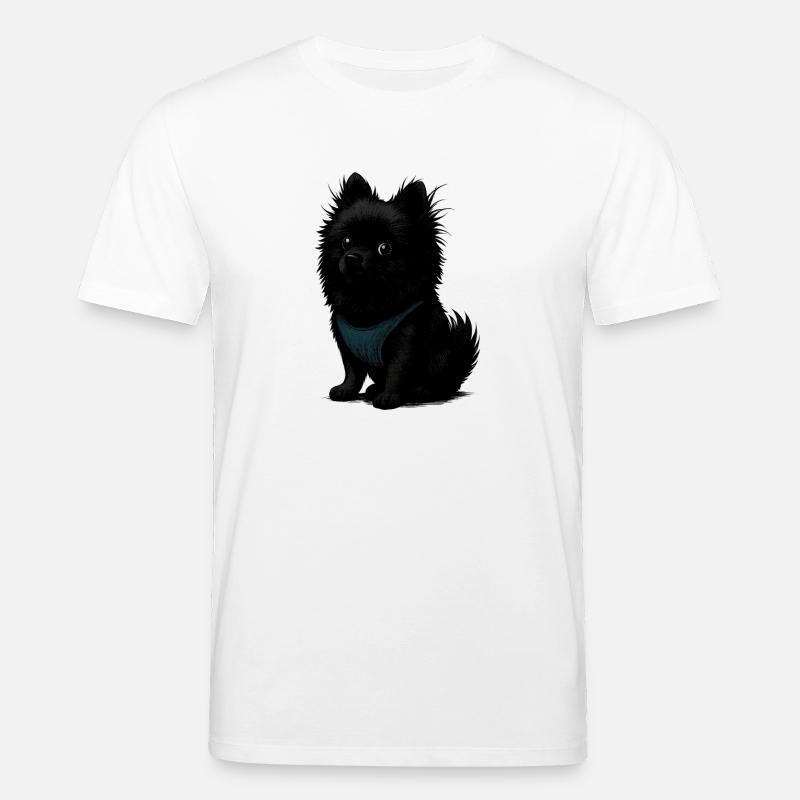 Schwarzer Spitz Hund mit blauer Weste - Stanley/Stella Unisex Bio-T-Shirt CREATOR  - Weiß