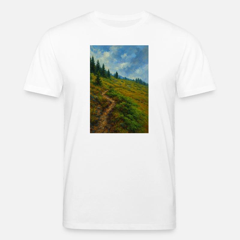 Landschaftliche Bergwanderung in Ölgemälde-Optik - Stanley/Stella Unisex Bio-T-Shirt CREATOR - Weiß