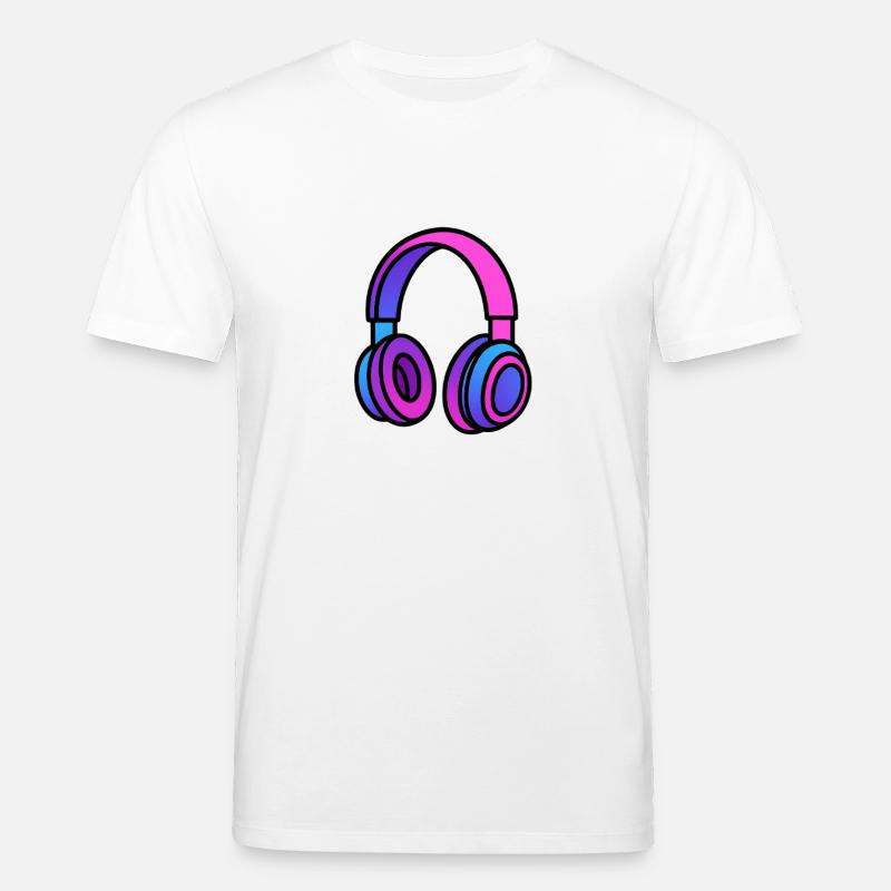 Neon Gradient Kopfhörer Illustration - Stanley/Stella Unisex Bio-T-Shirt CREATOR  - Weiß