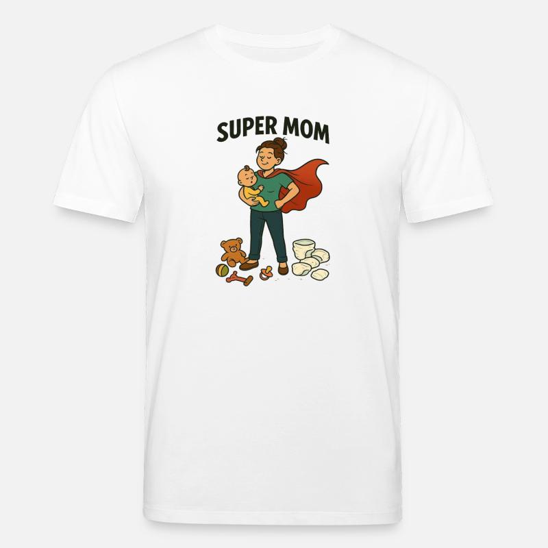 Super Mama Held mit Kind Cape - Stanley/Stella Unisex Bio-T-Shirt CREATOR  - Weiß