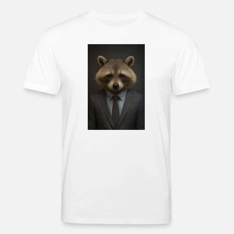 Waschbär im Anzug – Geschäftsstil - Stanley/Stella Unisex Bio-T-Shirt CREATOR  - Weiß