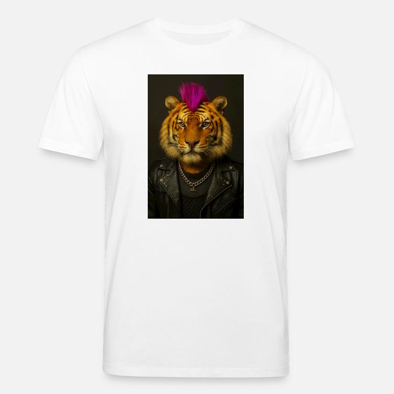 Tiger Punk Mohawk in Leather - Stanley/Stella Unisex Bio-T-Shirt CREATOR - Weiß
