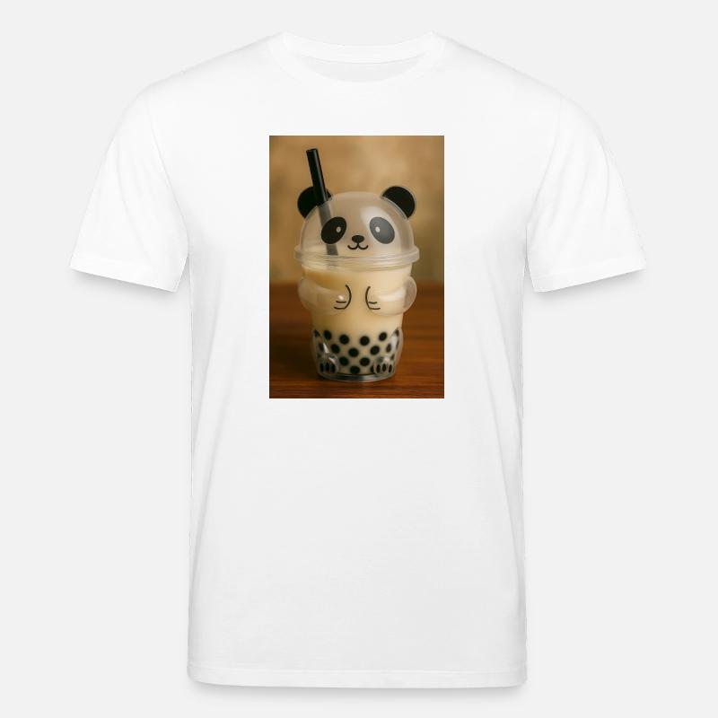 Panda Bubble Tea Cup Grafik - Stanley/Stella Unisex Bio-T-Shirt CREATOR  - Weiß