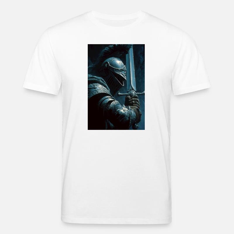 Dunkler Ritter mit silbernem Schwert - Stanley/Stella Unisex Bio-T-Shirt CREATOR  - Weiß