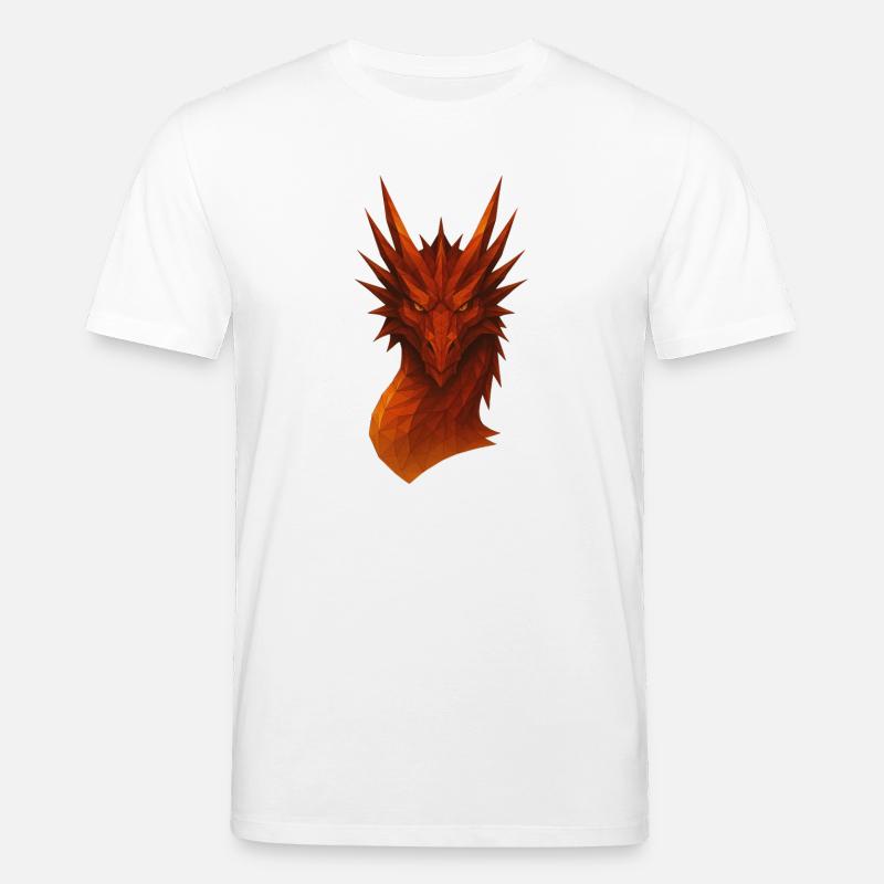 Flammender Lowpoly Drache - Stanley/Stella Unisex Bio-T-Shirt CREATOR  - Weiß