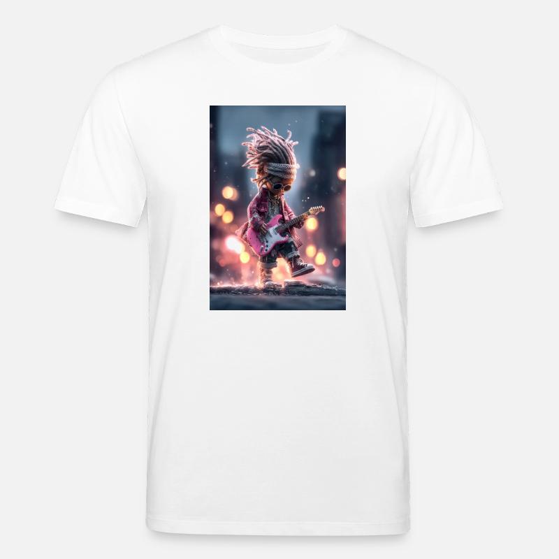 Guitariste Neon Dread avec guitare rose - T-shirt bio CREATOR Stanley/Stella Unisexe - blanc