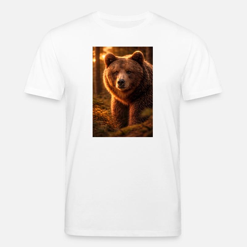 Sonnenuntergangsbär im Wald - Stanley/Stella Unisex Bio-T-Shirt CREATOR  - Weiß