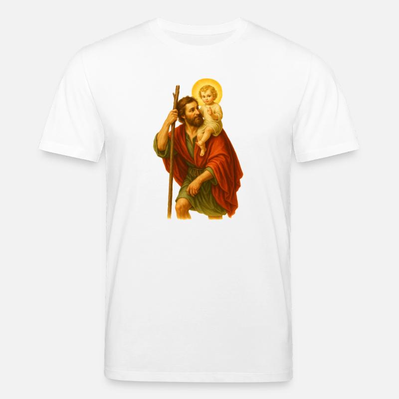 Saint Compagnon avec l’Enfant - T-shirt bio CREATOR Stanley/Stella Unisexe - blanc