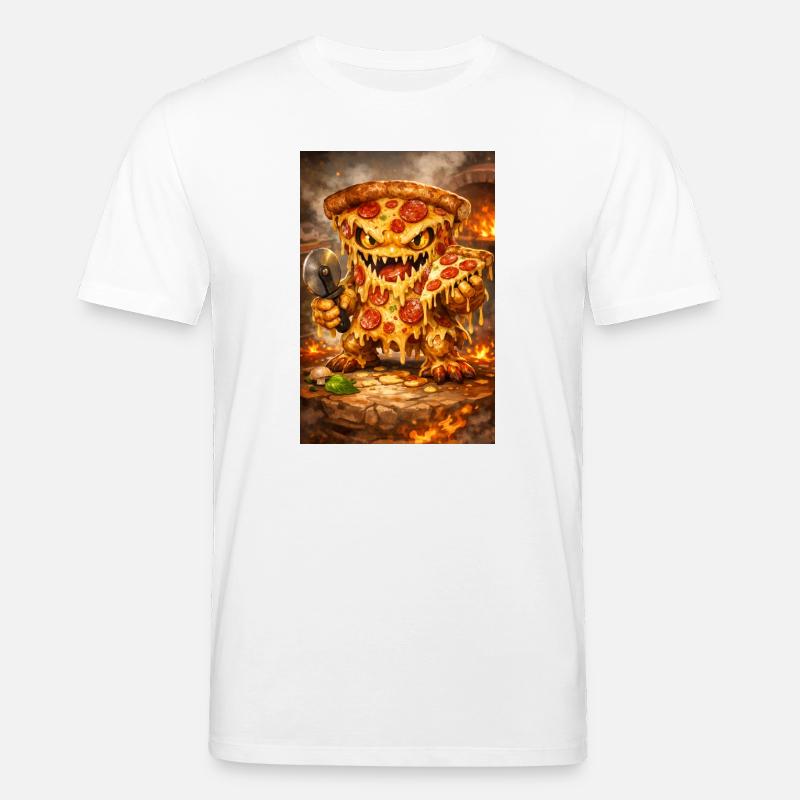 Monstre de la pizza au fromage - T-shirt bio CREATOR Stanley/Stella Unisexe - blanc