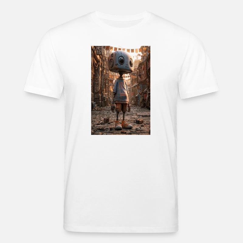 Rostiger Roboter im Neon-Basar - Stanley/Stella Unisex Bio-T-Shirt CREATOR  - Weiß