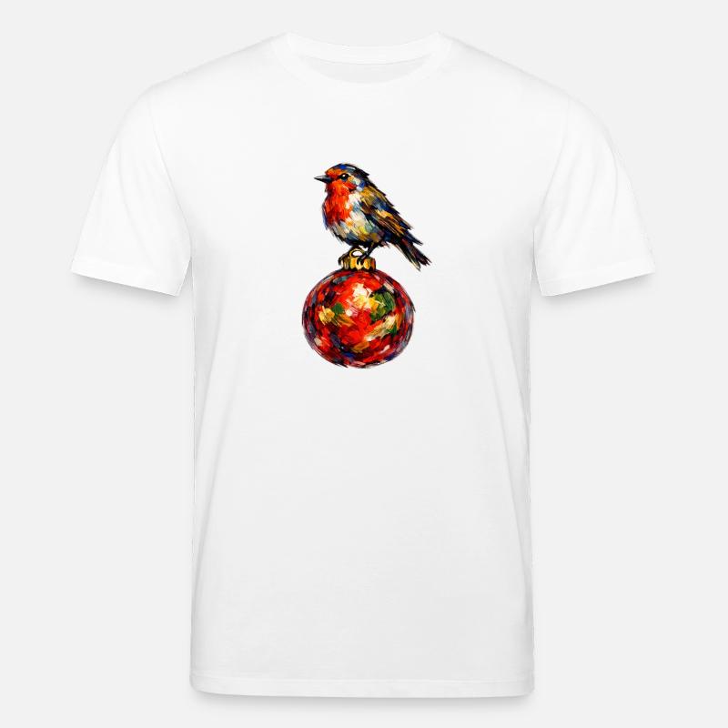 Vogel auf Weihnachtskugel - Stanley/Stella Unisex Bio-T-Shirt CREATOR  - Weiß