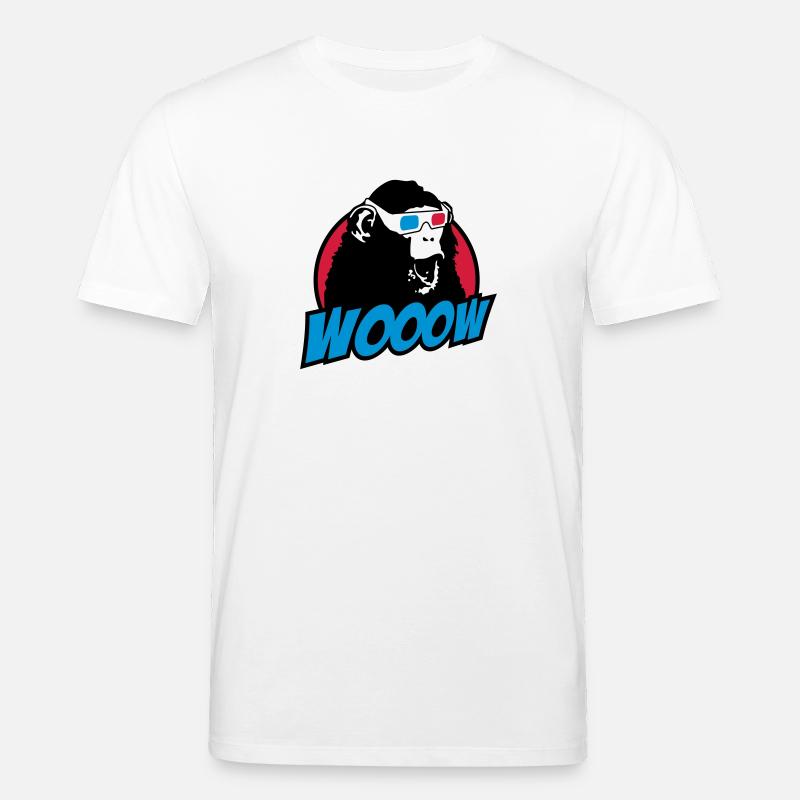 3D Glasses amazed Monkey - T-shirt bio CREATOR Stanley/Stella Unisexe - blanc