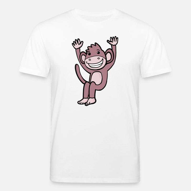 Mignon singe qui rit - T-shirt bio CREATOR Stanley/Stella Unisexe - blanc