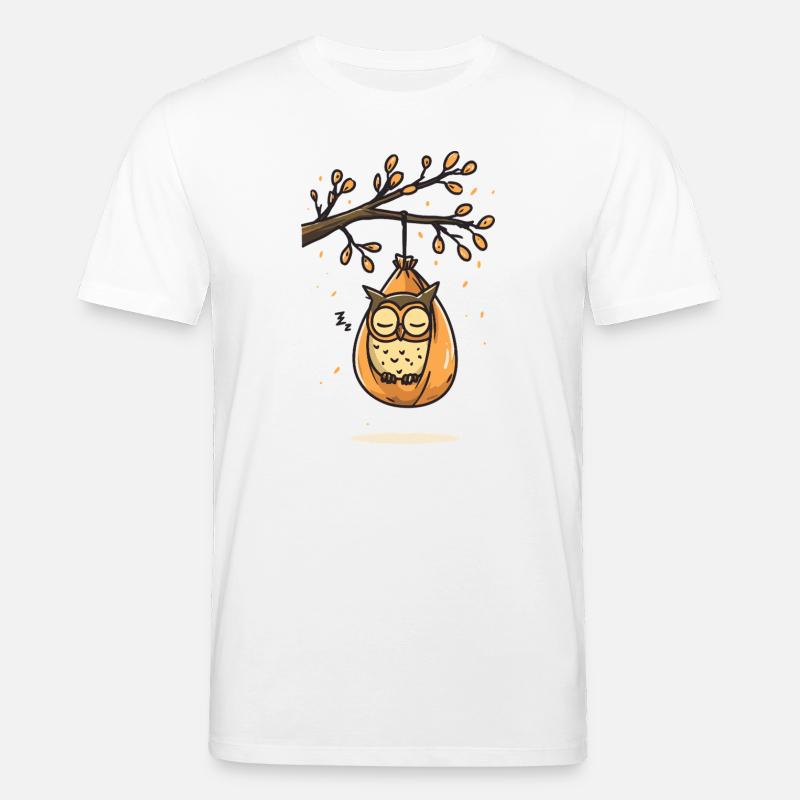 Schlummernde Eule am Herbstast - Stanley/Stella Unisex Bio-T-Shirt CREATOR  - Weiß