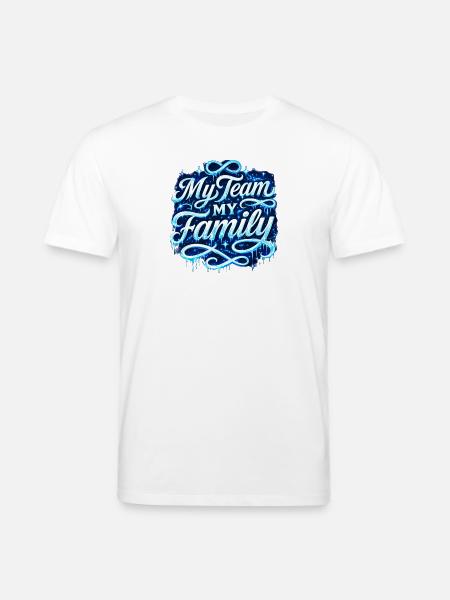 Mon équipe, ma famille Script néon - T-shirt bio CREATOR Stanley/Stella Unisexe - blanc