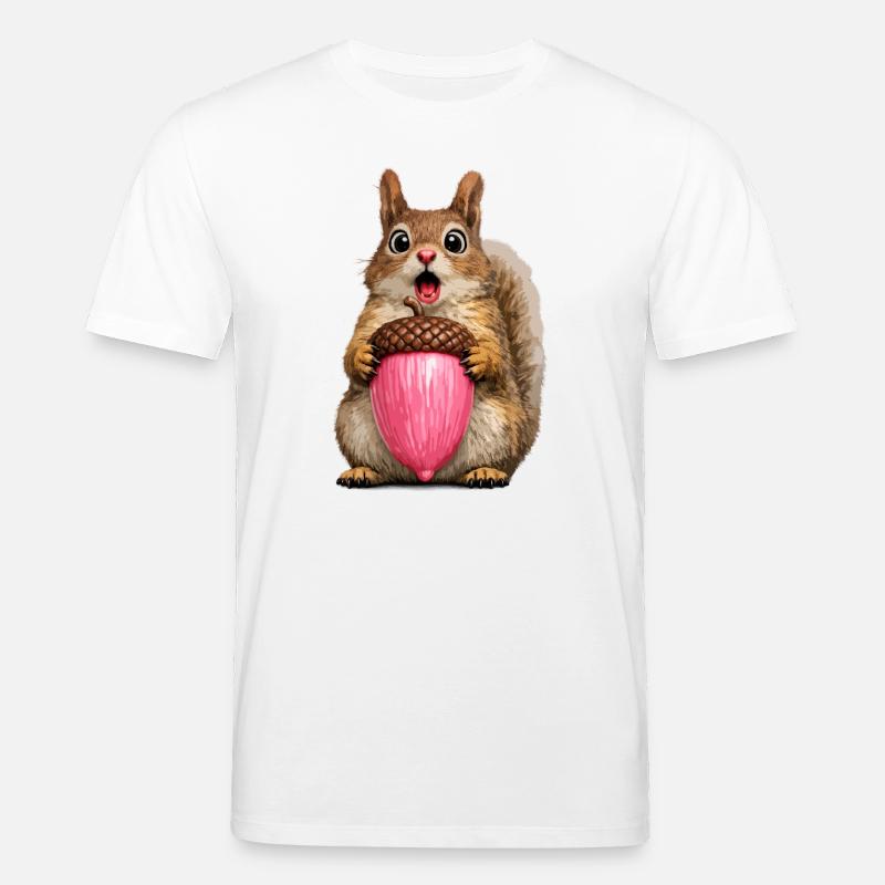 Eichhörnchen mit rosa Eichel - Stanley/Stella Unisex Bio-T-Shirt CREATOR  - Weiß