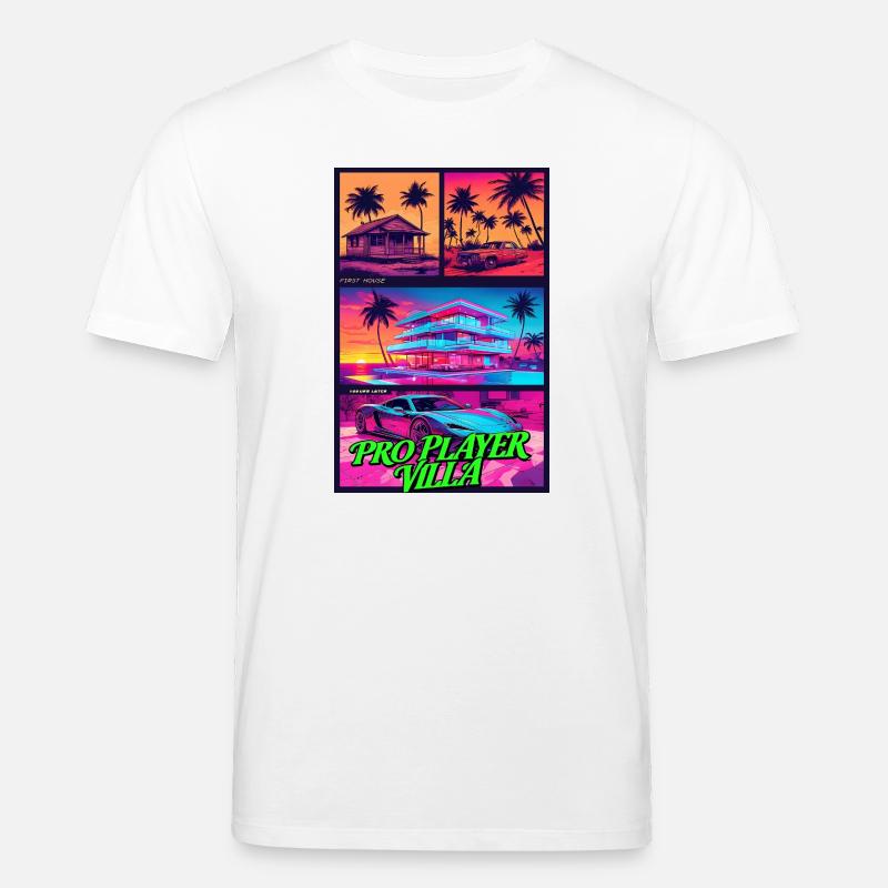 PROFISPIELER VILLA - Neon Synthwave Gaming Art - Stanley/Stella Unisex Bio-T-Shirt CREATOR  - Weiß