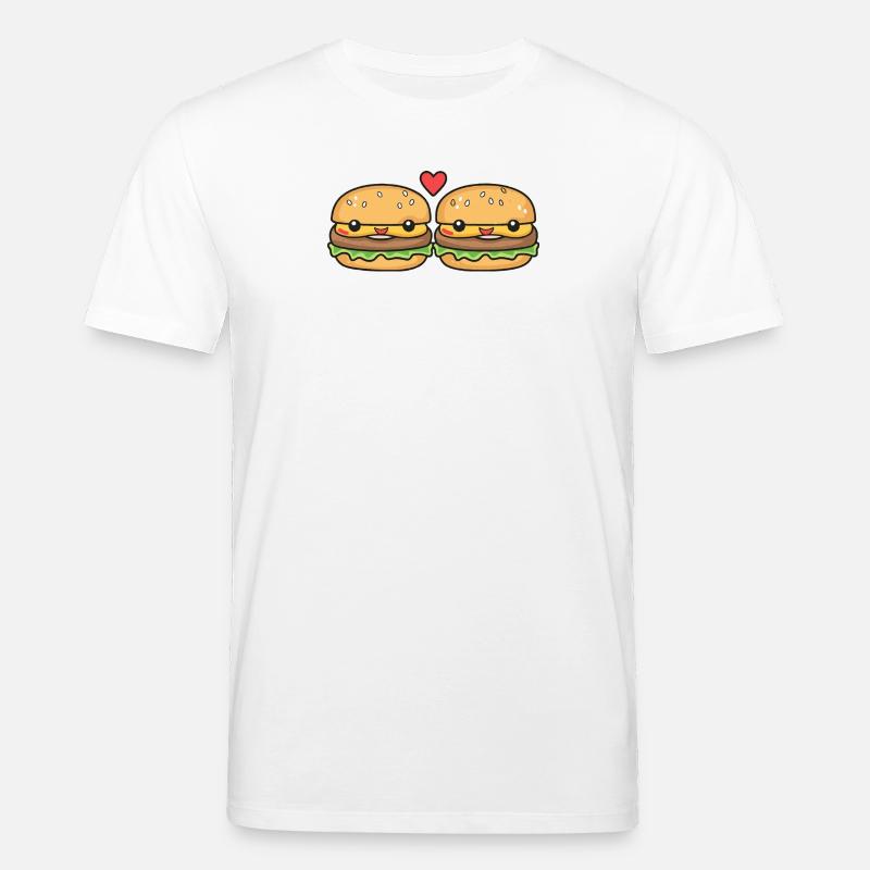 Burger Paar Liebe Herz Comic - Stanley/Stella Unisex Bio-T-Shirt CREATOR  - Weiß