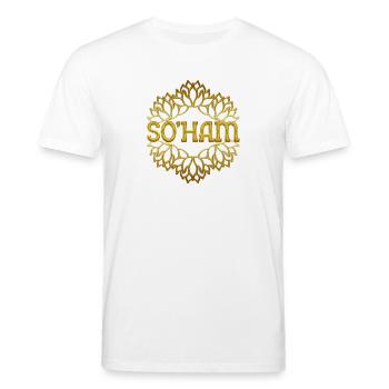 so'ham - Lotusblüte - Stanley/Stella Unisex Bio-T-Shirt CREATOR  - Weiß - Vorne - Alina (178cm) & Michal (187cm)