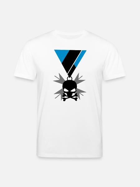 Skull skull and bones medal - Stanley/Stella CREATOR Unisex Organic T-Shirt - white
